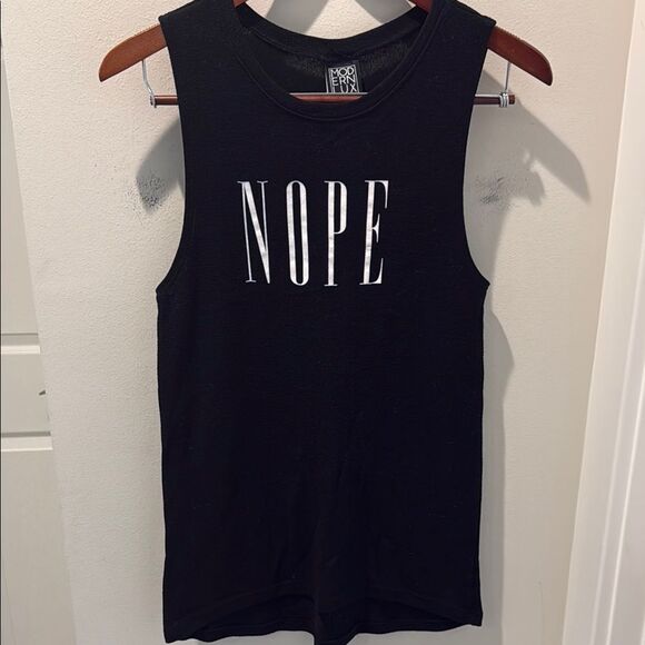 Modern Lux Black NOPE Sleeveless Top size small - Picture 1 of 6